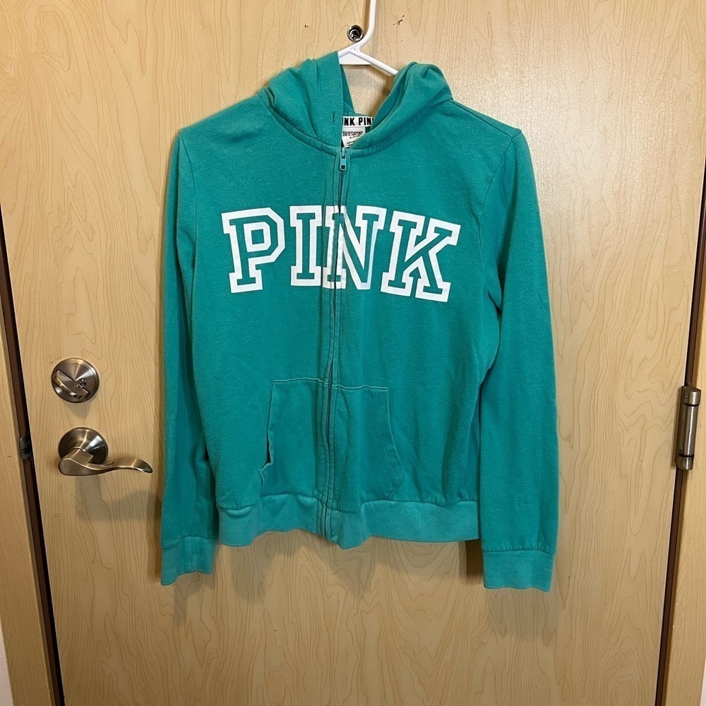 VS PINK teal zip up hoodie